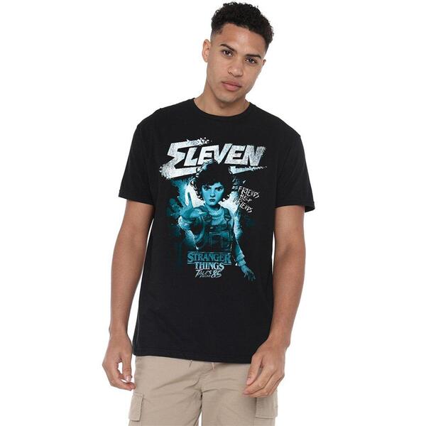ストレンジャーシングス メンズ トップス プルオーバー Stranger Thingstranger Things Tales From 85 Eleven Mono T Shirt Black 黒いこと