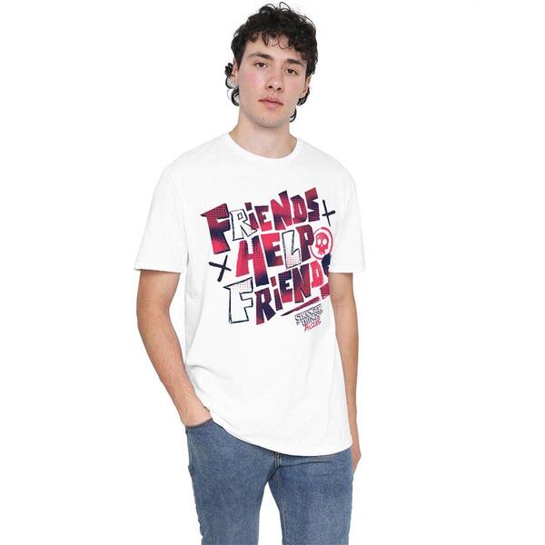 ストレンジャーシングス メンズ トップス プルオーバー Stranger Thingstranger Things Tales From 85 Friends Help T Shirt White 白いこと