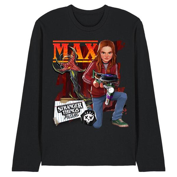 ストレンジャーシングス メンズ トップス プルオーバー Stranger Thingstranger Things Tales From 85 Max Long Sleeve T Sh Black 黒いこと