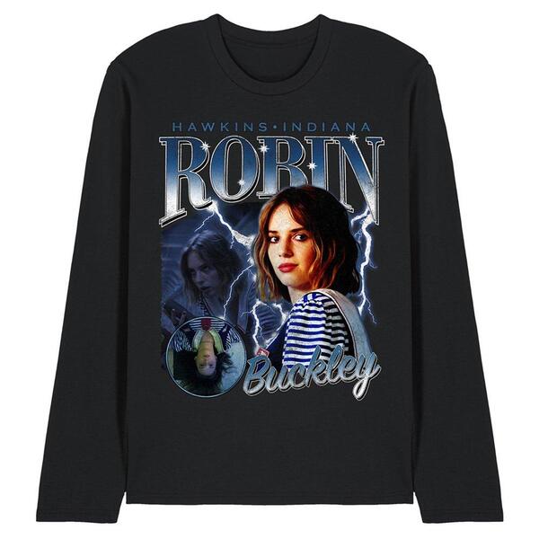 ストレンジャーシングス メンズ トップス プルオーバー Stranger Thingstranger Things Robin Homage Long Sleeve T Shirt Black 黒いこと
