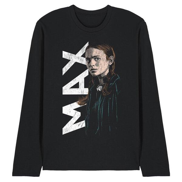 ストレンジャーシングス メンズ トップス プルオーバー Stranger Thingstranger Things Max Neo Homage Long Sleeve T Shirt Black 黒いこと