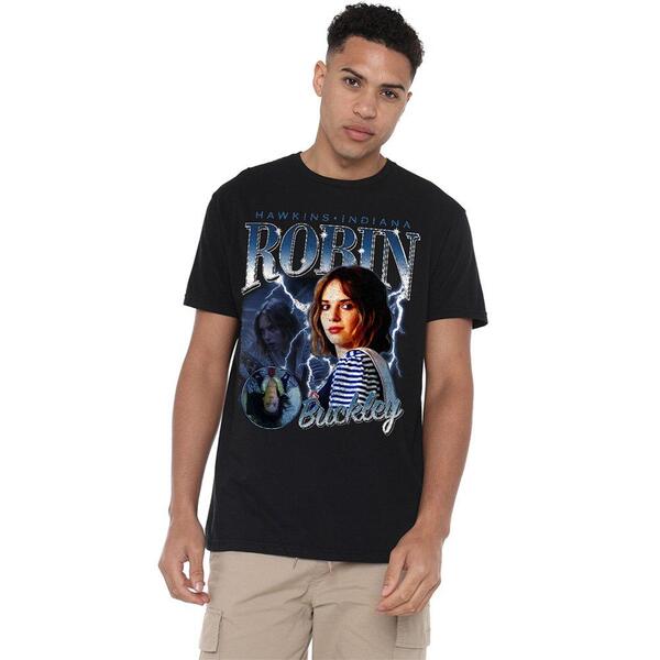 ストレンジャーシングス メンズ トップス プルオーバー Stranger Thingstranger Things Robin Homage T Shirt Black 黒いこと
