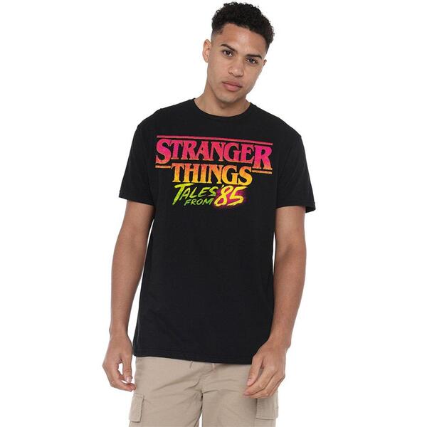 ストレンジャーシングス メンズ トップス プルオーバー ロゴタイプ Stranger Thingstranger Things Tales From 85 Logo T Shirt Black 黒いこと