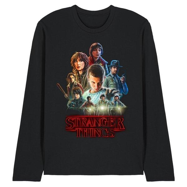 ストレンジャーシングス メンズ トップス プルオーバー Stranger Thingstranger Thingseasone Poster Long Sleeve T-Sh Black 黒いこと