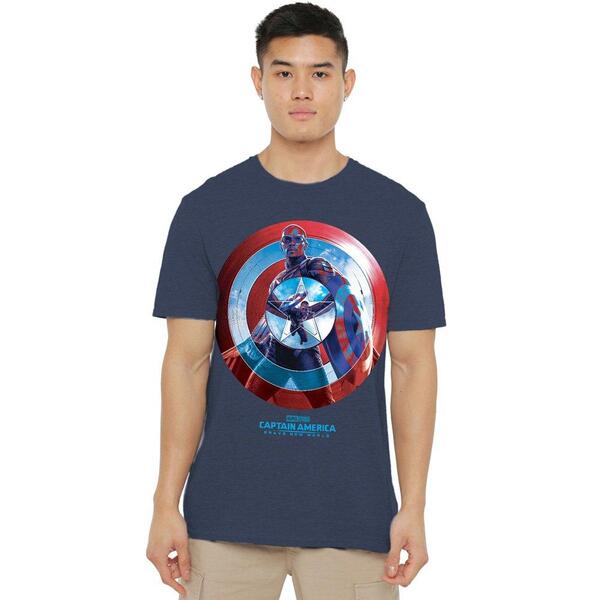 マーベル メンズ トップス プルオーバー 旗がしら Marvel Captain America Brave Neworld Sam Wilson Red T-S Navy 米国海軍