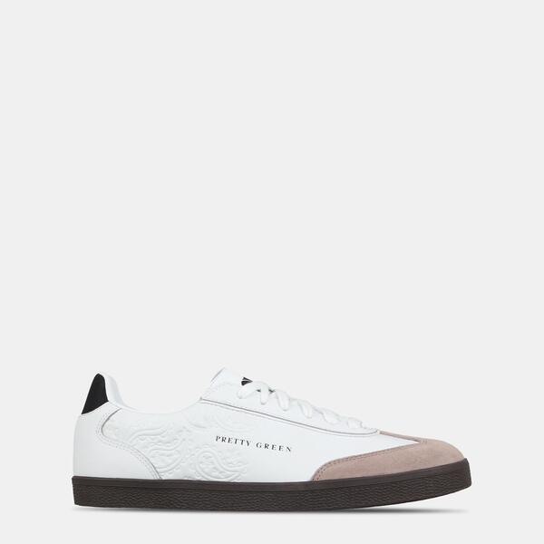 プレティグリーン メンズ シューズ スニーカー なめし革 Pretty Green Men\u0027s Moorgate Leather Courtrainers White 白いこと