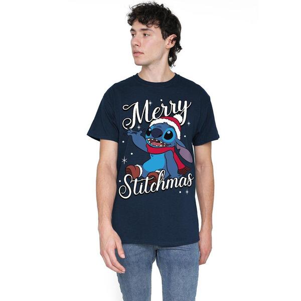 ウォルトディズニー メンズ トップス プルオーバー Disney Lilo \u0026 Stitch Merry Stitchmasanta Hat Mens T-Shi Navy 米国海軍