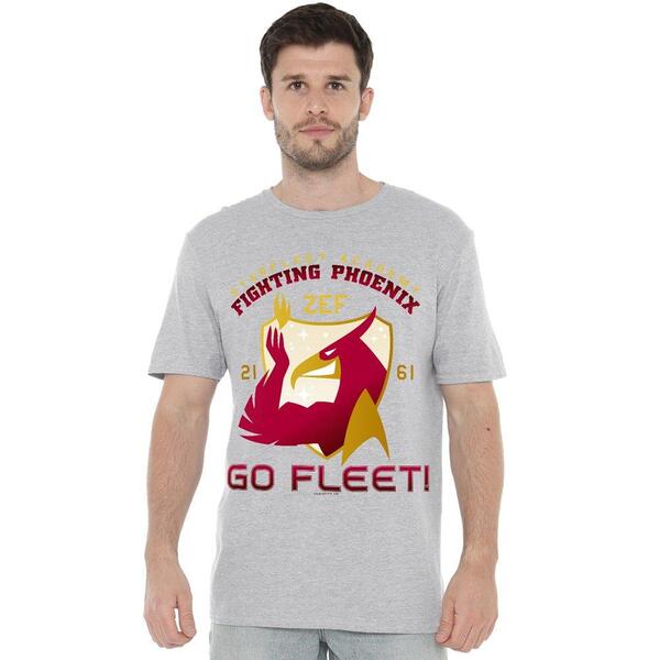 スター・トレック メンズ トップス プルオーバー Star Trek Star Trek Fighting Phoenix T Shirt Athletic Heath Grey 薄墨色