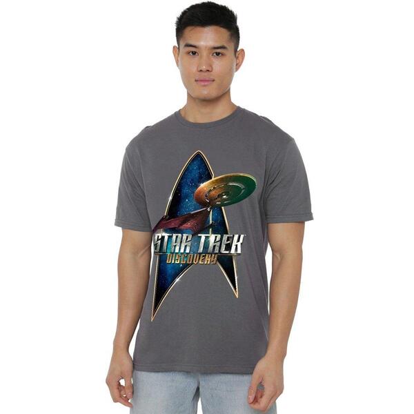 スター・トレック メンズ トップス プルオーバー Star Trek Star Trek Discovery Deco T Shirt Charco Grey 薄墨色