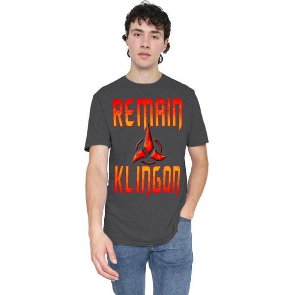 スター・トレック メンズ トップス プルオーバー Star Trek Star Trek Discovery Remain Klingon T-Shirt Charcoal 濃灰色
