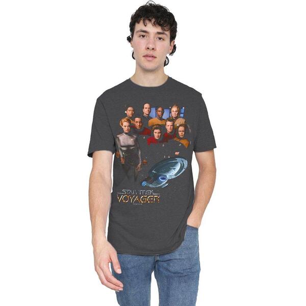 スター・トレック メンズ トップス プルオーバー Star Trek Star Trek Voyager Crew T-Shirt Charcoal 濃灰色