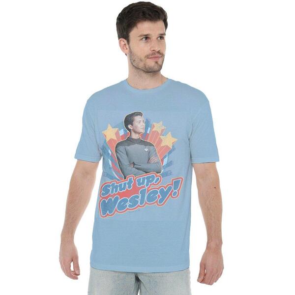 スター・トレック メンズ トップス プルオーバー Star Trek Star Trek Shut Up Wesley T Shirt Light Blue 青色