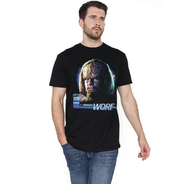 スター・トレック メンズ トップス プルオーバー Star Trek Star Trek TNG Worf T Shirt Black 黒いこと