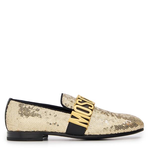 モスキーノ メンズ シューズ 置き目毛皮 Moschino Men\u0027s Loafers Gold ゴールド