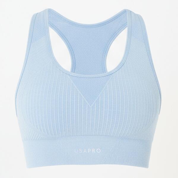 ユーエスエープロ レディース アンダー御召しもの ブラ USA Pro UP Seamless Crop Sports Bra Brunera Blue 青み