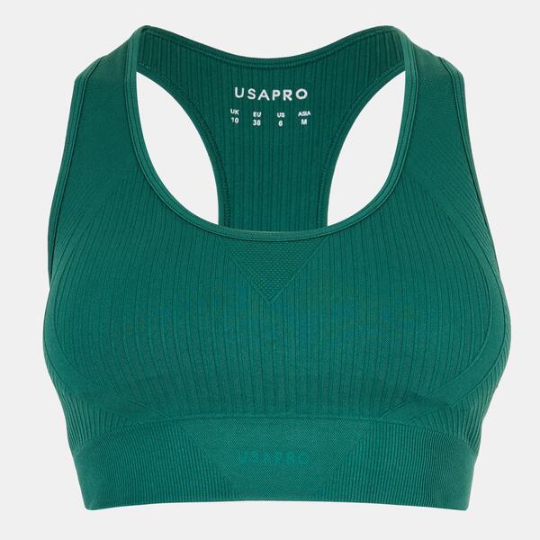 ユーエスエープロ レディース アンダー御召しもの ブラ USA Pro UP Seamless Crop Sports Bra Forest Green 緑であること
