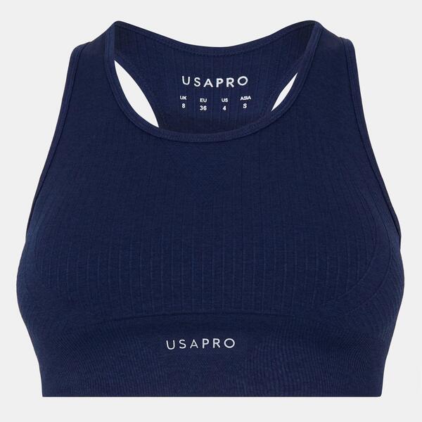ユーエスエープロ レディース アンダー御召しもの ブラ USA Pro UP Seamless Crop Sports Bra Navy 米国海軍