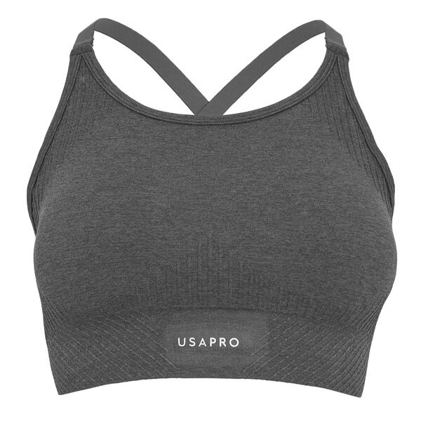 ユーエスエープロ レディース アンダー御召しもの ブラ USA Pro UP Seamless Adjustable Sports Bra Charcoal 濃灰色