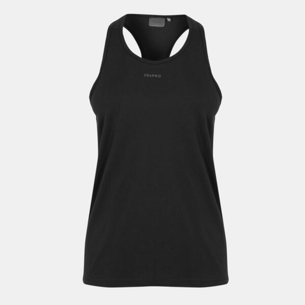 ユーエスエープロ レディース トップス 貯蔵タンクいの一番 USA Pro Classic Racer Back Sports Tank Womens Black 黒いこと
