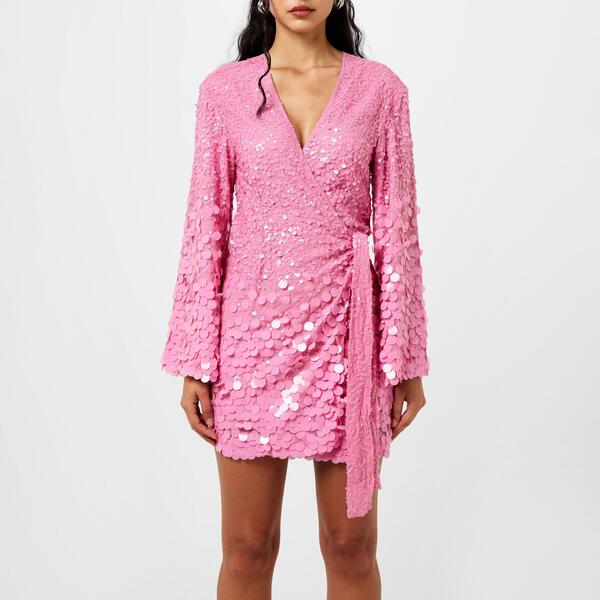 プリティラヴィッシュ レディース トップス ワンピースパンコール Pretty Lavish Provence Wrap Sequin Dress pink Sequin サクラ色