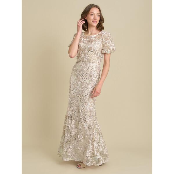 ジーナバッコーニ レディース トップス ワンピースパンコール マキシ Gina Bacconi Mimmi Sequin Maxi Dress Champagne シャンパン|ReVida 店