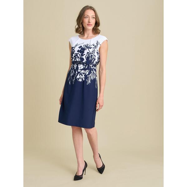 ジーナバッコーニ レディース トップス 衣装 御花柄 刷り上げる 御花 Gina Bacconi Minnie Floral Print Beltedress Navy / White 白いこと