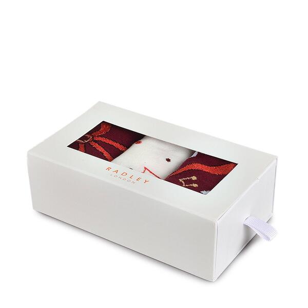 ラドリー レディース アンダーお召しもの ソックス Radley Check Sock Set CRANBERRY 読み合わせる