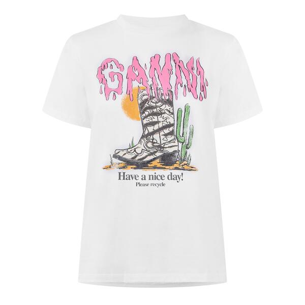 ガニー レディース トップス プルオーバー ブーツ Ganni Women\u0027s Zebra Boot-Shirt Bright White 白いこと