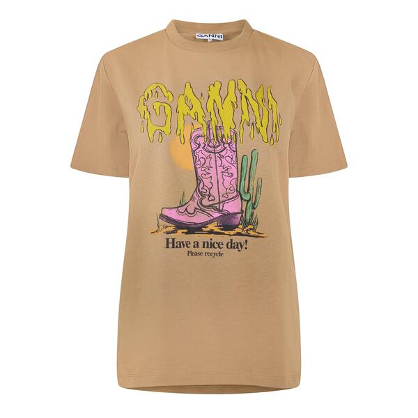 ガニー レディース トップス プルオーバー Ganni Women\u0027s T-Shirt Sand 沙子