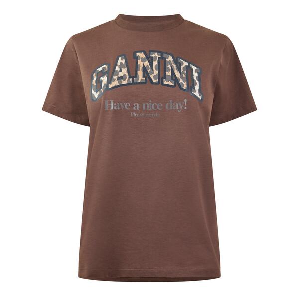 ガニー レディース トップス プルオーバー グラフィック Ganni Women\u0027s Graphic T-Shirt Choc Brown 赤銅色