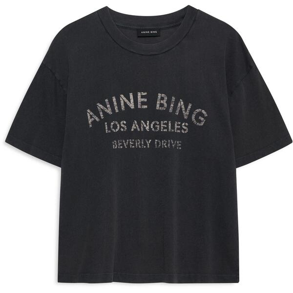 アニービン レディース トップス プルオーバー Anine Bing Women\u0027s Melrose Stencil T-Shirt Black 黒いこと