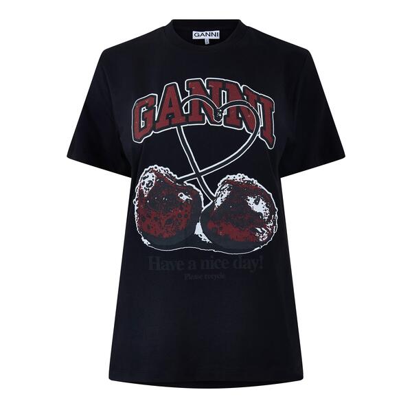 ガニー レディース トップス プルオーバー グラフィック Ganni Womens Graphic T-Shirt Phantom Cherry
