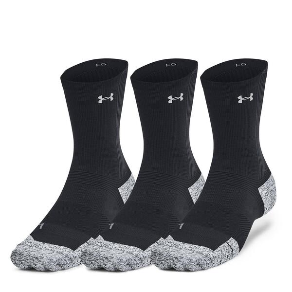 アンダーアーマー メンズ アンダーウェア 靴下 Under Armour Uad Run Cushion 3pk Crew Sock Mens Black ブラック｜ReVida 店