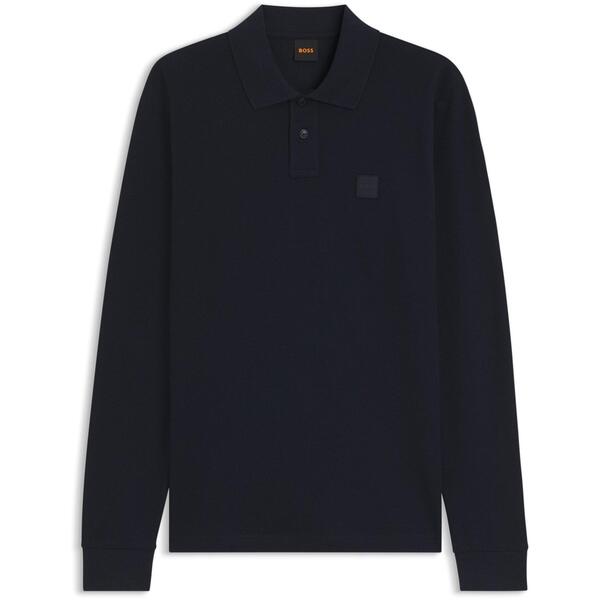 ボス メンズ トップス ポロシャツ コットン ロゴ Boss Mens BOSS ORANGE Passerby Premium Cotton Long Sleeve Polo Shirt with Logo Detail Dark Blue ブルー｜ReVida 店
