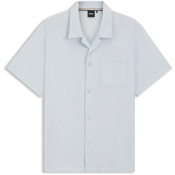 ボス メンズ トップス シャツ Boss Men'short Sleeve Plain Shirt Open Blue 499 ブルー|ReVida 店