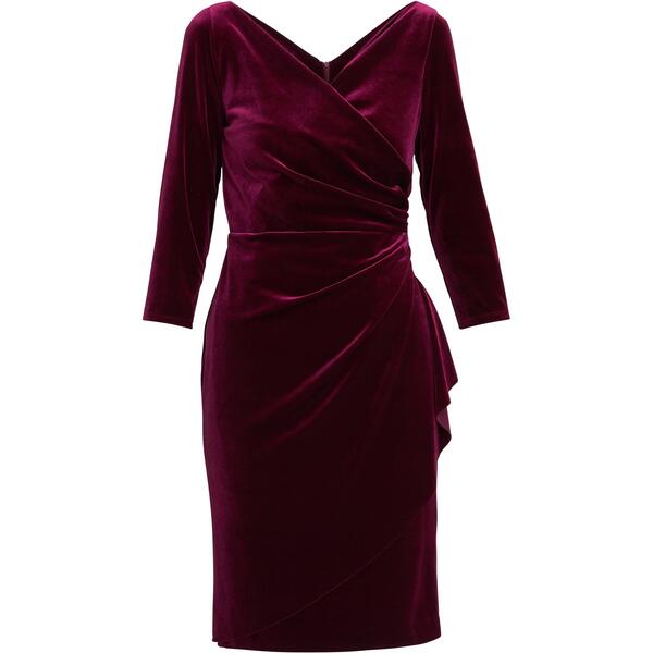 ジーナバッコーニ レディース トップス ワンピース ベルベット Gina Bacconi Zoe Velvet Wrap Dress Wine ワイン｜ReVida 店
