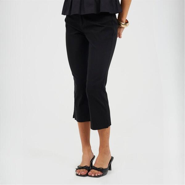 ブレーブソウル レディース ボトムス カジュアルパンツ キャップ Brave Soul BS Ladies Black Capri Trousers with Split Hem Detail Black ブラック｜ReVida 店