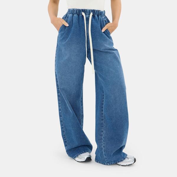 アイソウイットファースト レディース ボトムス デニムパンツ コントラスト I Saw It First Contrast Drawcordenim Jogger Dark Blue ブルー｜ReVida 店