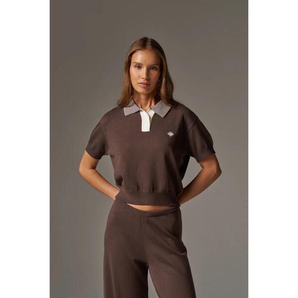 ザ クチュール クラブ レディース トップス シャツ 半袖 The Couture Club Women'short-Sleeve Polo Shirt Chocolate チョコレート｜ReVida 店