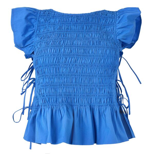 ガニー レディース トップス シャツ Ganni Women's Angel Sleeve T-Shirt Marina|ReVida 店