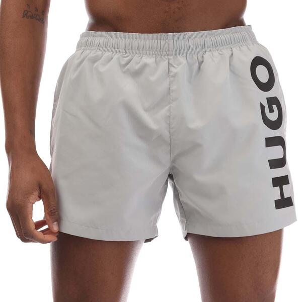 フューゴ メンズ ボトムス ハーフパンツ・ショーツ プリント ショートパンツ ロゴ Hugo Abas Logo Print Swim Shorts Grey グレー|ReVida 店