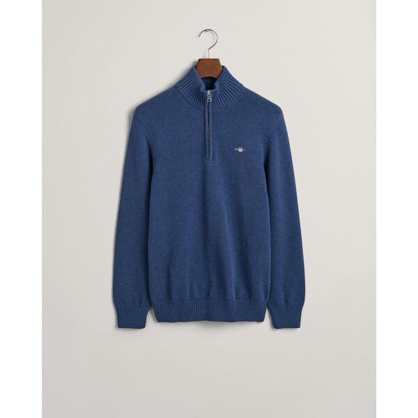 ガント メンズ アウター ニット・セーター コットン Gant Casual Cotton Half-Zip Stn Blue M 489 ブルー｜ReVida 店