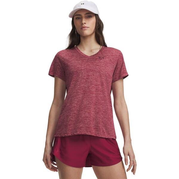 アンダーアーマー レディース トップス シャツ Vネック Under Armour Tech Twist V-Neck Short Sleeve Womens Claret｜ReVida 店 9,216円