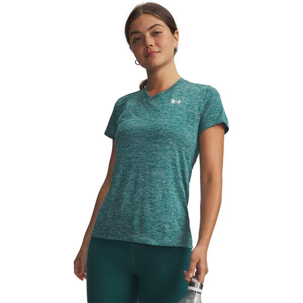 アンダーアーマー レディース トップス シャツ Vネック Under Armour Tech Twist V-Neck Short Sleeve Womens Rack Green グリーン｜ReVida 店
