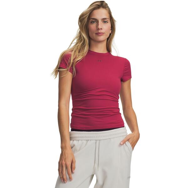 アンダーアーマー レディース トップス Tシャツ Under Armour Women's Motion Short Sleeve Fitted T-Shirt Claret｜ReVida 店
