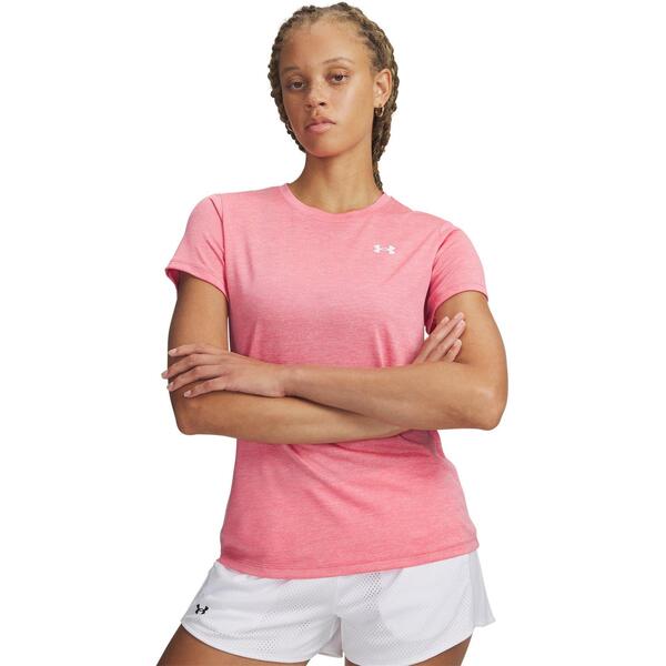 アンダーアーマー レディース トップス シャツ Under Armour Tech Twist Short Sleeve Womens Pink/White ホワイト|ReVida 店