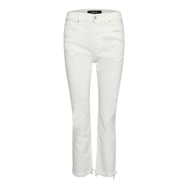 リプレイ レディース ボトムス デニムパンツ クロップド ジーンズ Replay Maijke Straight-Fit Cropped Jeans White ホワイト|ReVida 店
