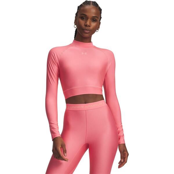 アンダーアーマー レディース トップス シャツ Under Armour Womens HeatGearR Long Sleeve Performance Gym Topink ピンク｜ReVida 店
