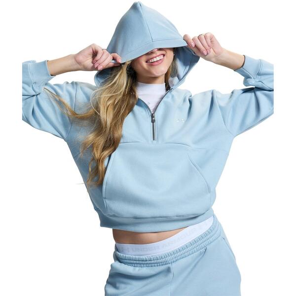 アンダーアーマー レディース アンダーウェア ナイトウェア ハーフジップ フリース パーカー Under Armour Women's Icon Fleece Half Zip Hoodie Gray Blue グレー|ReVida 店