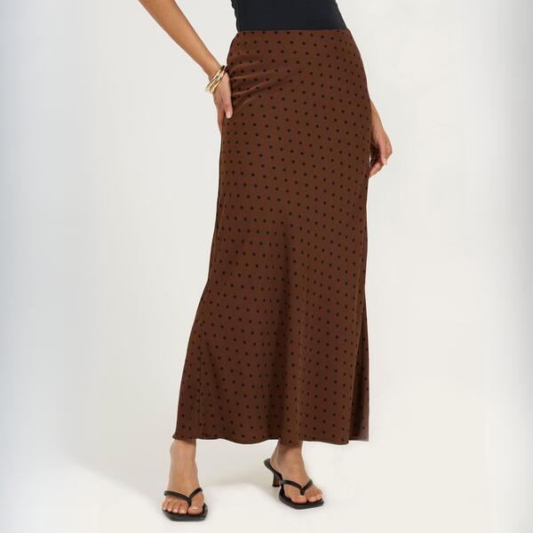 ブレーブソウル レディース ボトムスカート ドット柄 ドット プリント マキシ Brave Soul BS Womens Polka Dot Print Maxi Skirt Brown/Black ブラック|ReVida 店